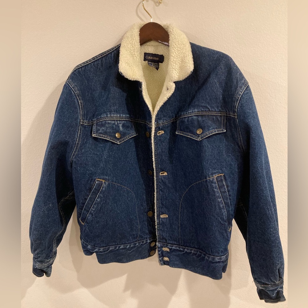 Calvin Klein Blue Denim Sherpa Jacket